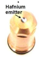 hafnium emitter in plasma electrode